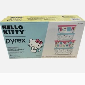 Pyrex Hello Kitty 8 Piece Decorated Glass Food Storage Bowls W/ Lid …